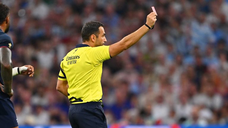 Referee Mathieu Raynal produced a red card to Curry for the third-minute incident after World Rugby's bunker review system