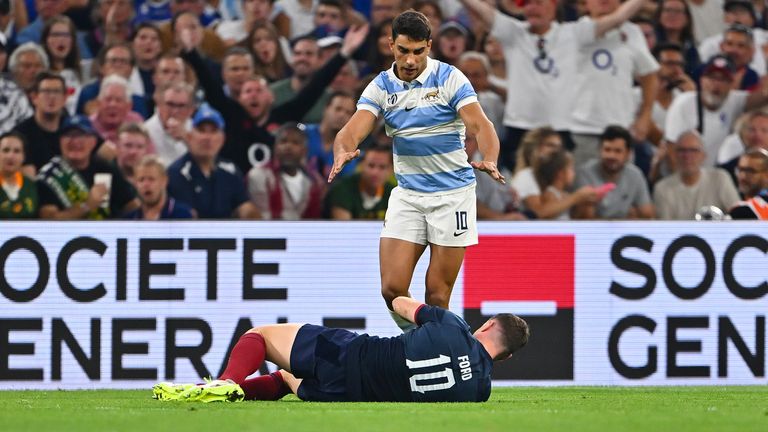 Pumas fly-half Santiago Carreras was sin-binned for a needless late hit on Ford 