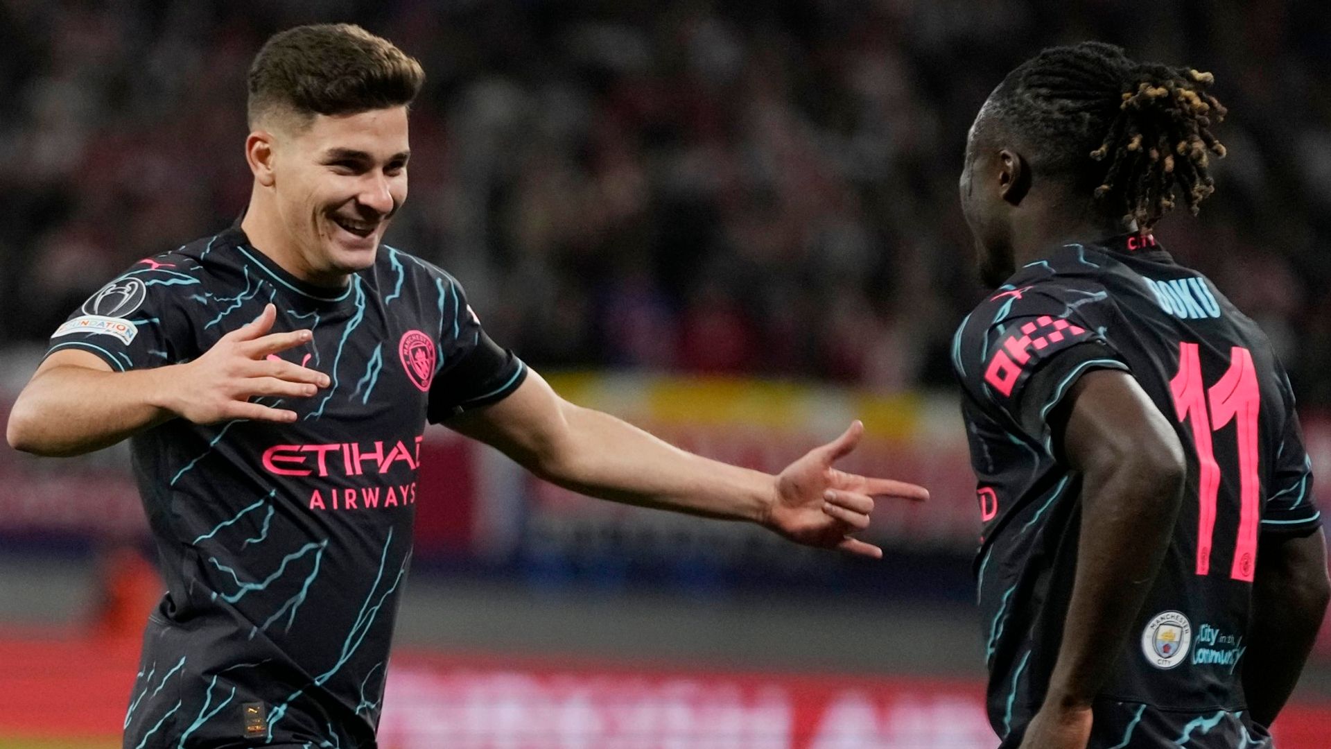 Subs Alvarez and Doku give Man City deserved win at Leipzig