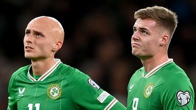 Evan Ferguson (right) and Will Smallbone show their disappointment at the Republic of Ireland's home defeat to Greece