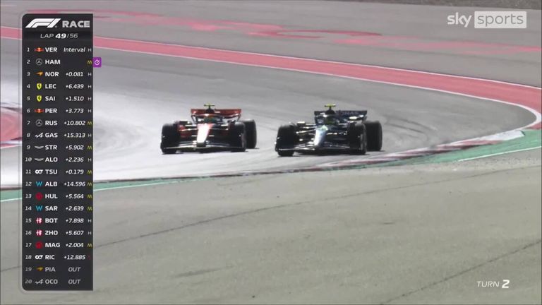 Lewis Hamilton dépasse Lando Norris pour reprendre la deuxième place au Grand Prix d'Austin