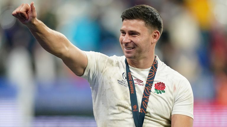 Ben Youngs applauds England's fans after playing his final Test match in the World Cup bronze final
