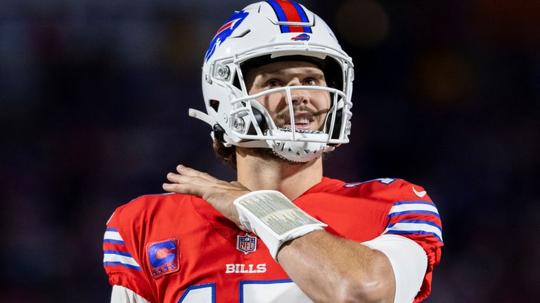 Buffalo Bills quarterback Josh Allen completed a pair of fourth-quarter touchdown throws