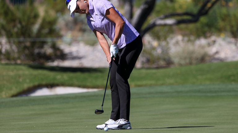 Lexi Thompson putts on the second green as she gets her round under way