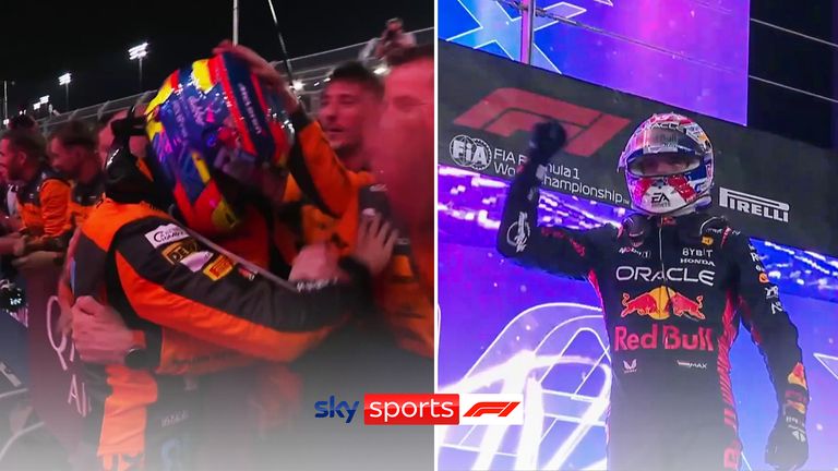 Oscar Piastri holds his nerve to claim his first Sprint win as Max Verstappen finishes second to secure his third world title