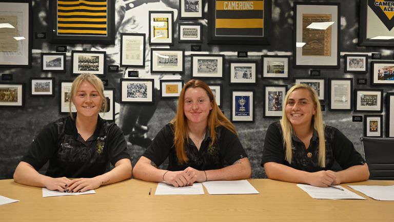 York Valkyrie stars Tara Jane Stanley (left), Liv Wood (centre) and Sinead Peach (right) have all signed professional contracts