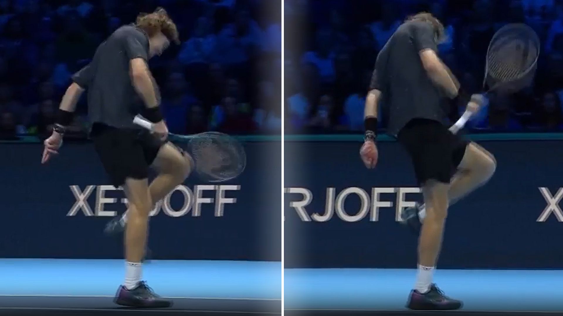 Rublev cuts knee open after hitting himself with racket in loss to Alcaraz