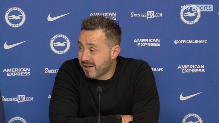 Brighton boss Roberto De Zerbi says he doesn't like '80 per cent of English referees' after being booked and Mahmoud Dahoud being sent off in his side's draw with Sheffield United.