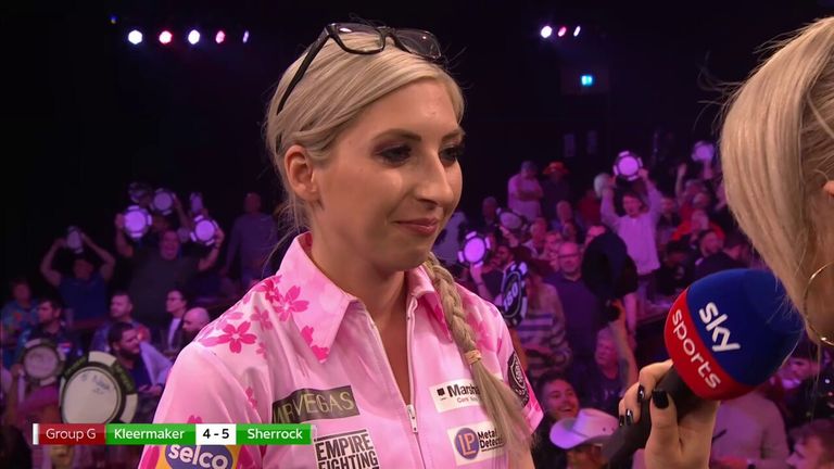 Sherrock says that her 'best darts come out under pressure' after beating Martijn Kleermaker in a final leg decider