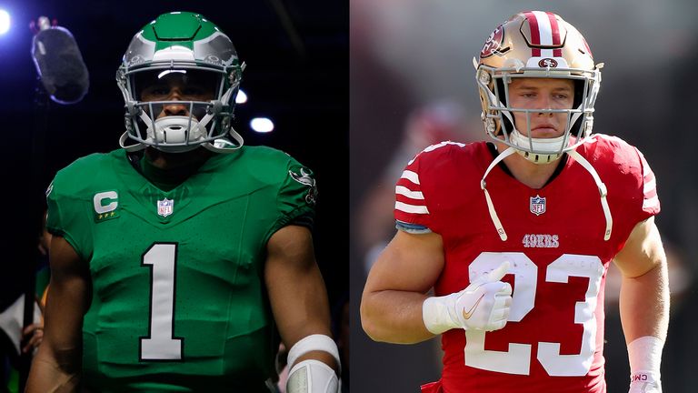 Philadelphia Eagles quarterback Jalen Hurts and San Francisco 49ers running back Christian McCaffrey have been playing at All-Pro levels this season