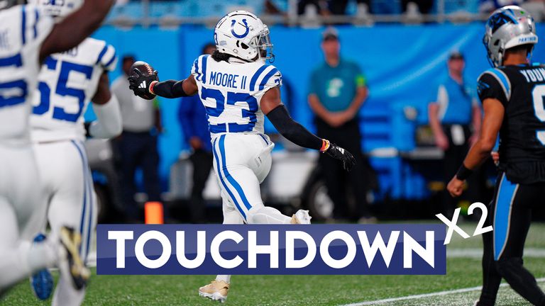 Indianapolis Colts cornerback Kenny Moore's two interceptions of quarterback Bryce Young were the difference in his team's 27-13 win over the Carolina Panthers