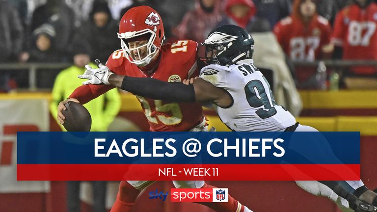 Highlights of the Philadelphia Eagles clash with the Kansas City Chiefs in Week 11 of the NFL