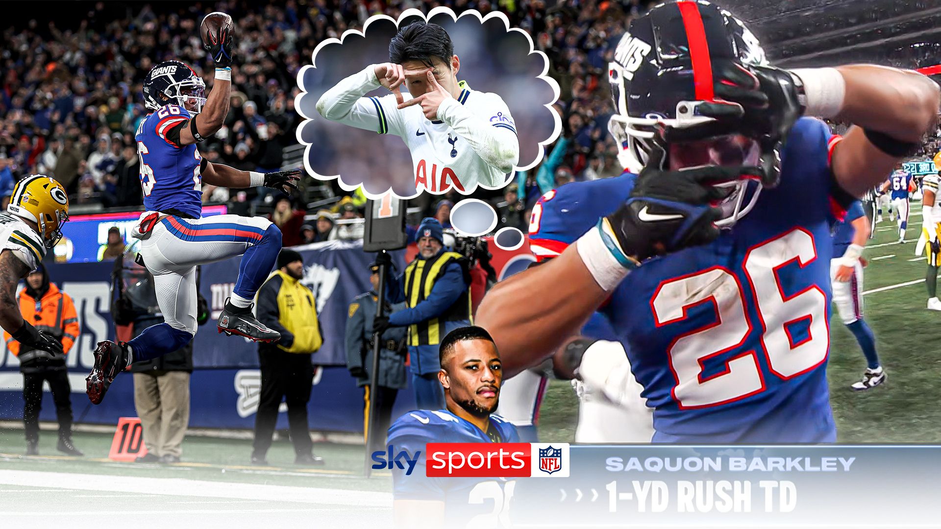 Barkley hits Son's 'camera' celebration after scoring two TDs