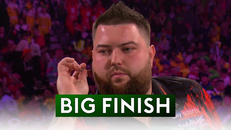 Defending champion Michael Smith takes out a superb 150 in his opening match with Kevin Doets at the World Darts Championship.