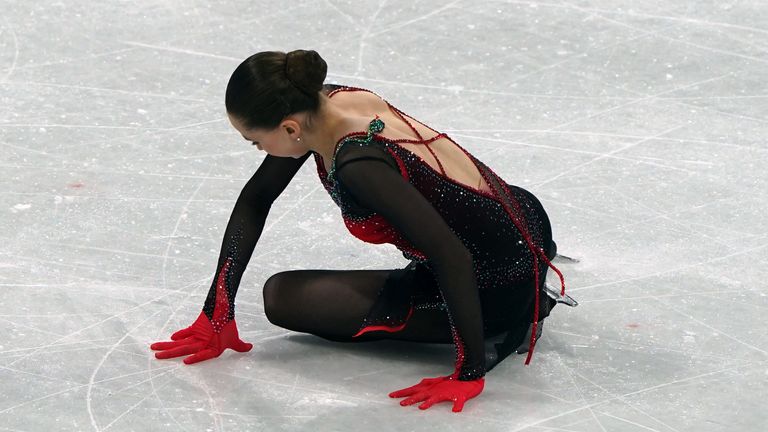 Valieva fell during the women's single skating and ended up placing fourth 