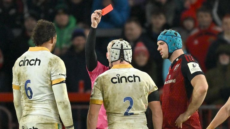 Northampton hooker Curtis Langdon was red carded late in the first half 