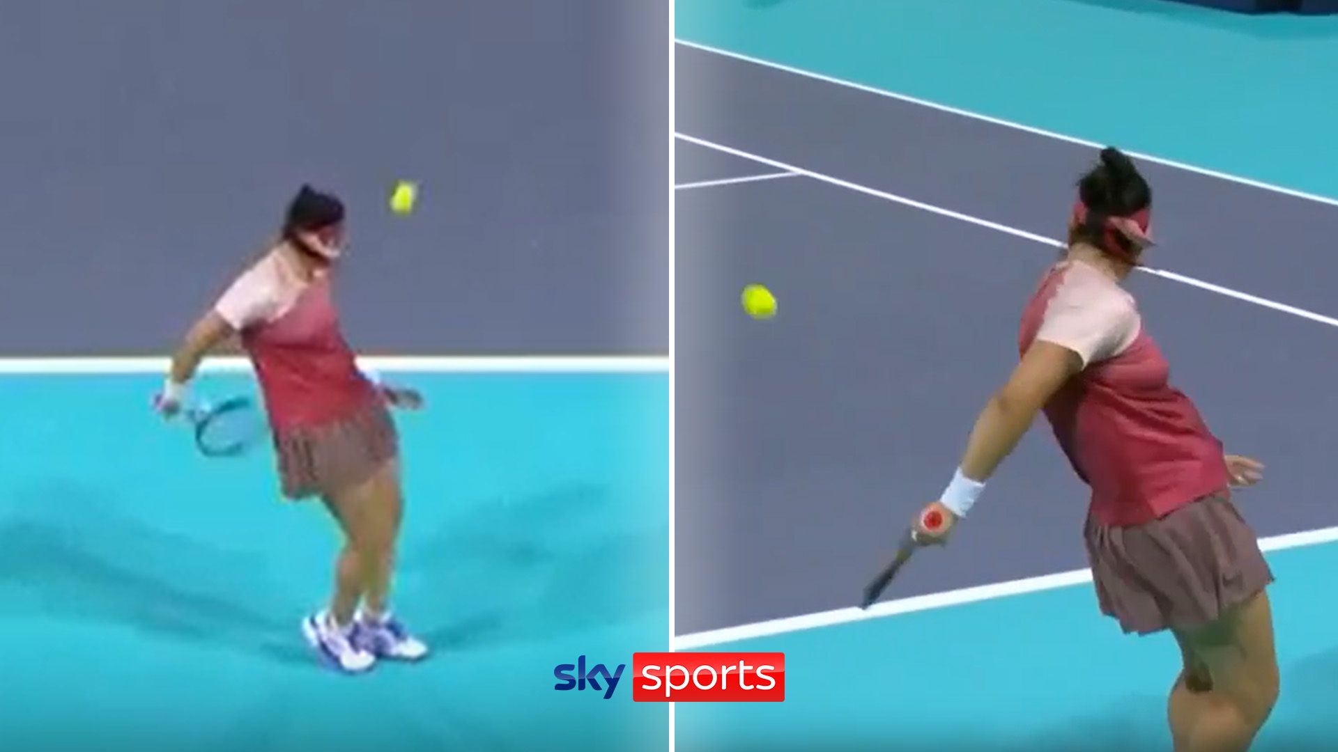 FAIL! Jabeur fluffs sneaky behind-the-back trick shot against Raducanu