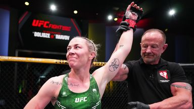 Molly McCann celebrates victory at UFC Fight Night 235 in her strawweight debut 