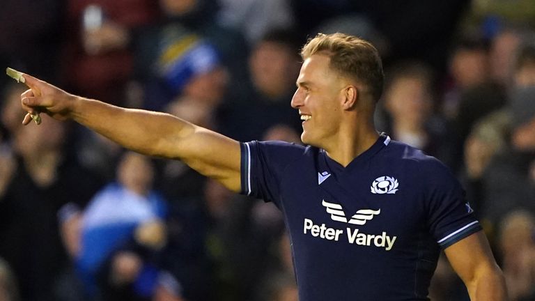 Duhan van der Merwe's hat-trick sealed a fourth consecutive win for Scotland over England