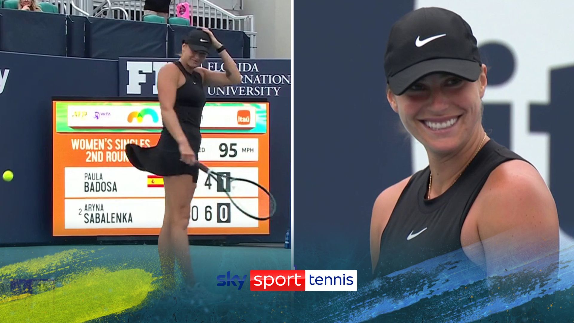 Sabalenka all smiles as the wind wreaks havoc in Miami