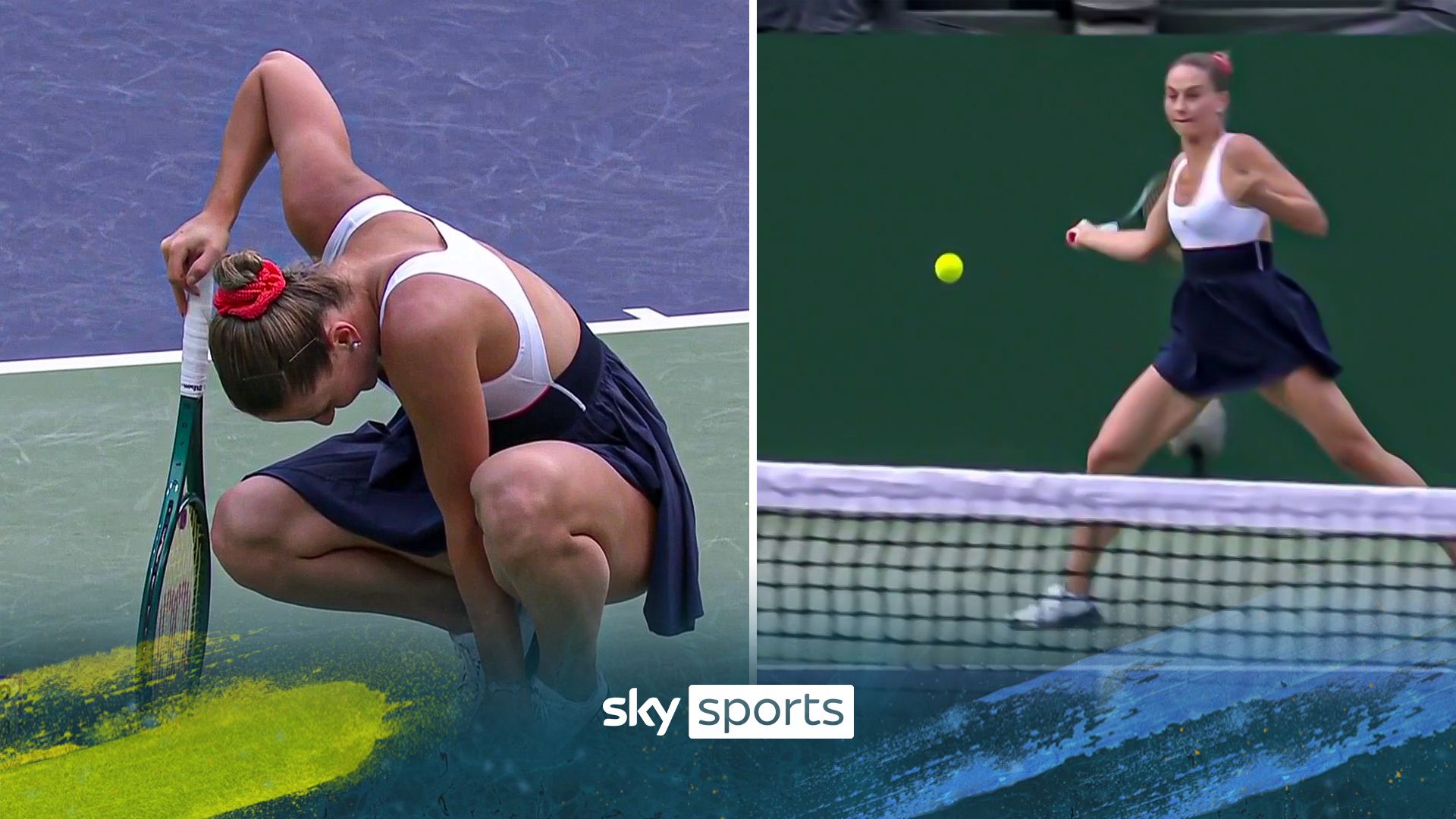Kostyuk injures foot, then hits incredible forehand against Swiatek