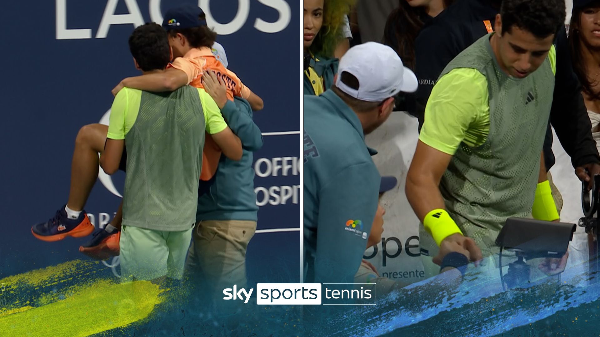 Munar helps carry off injured ball boy