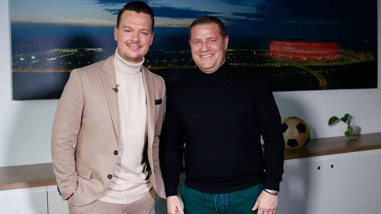 Sky Reporter Florian Plettenberg (l.) traf Bayerns Sportvorstand Max Eberl zum grossen Interview (Quelle: Philippe Ruiz)