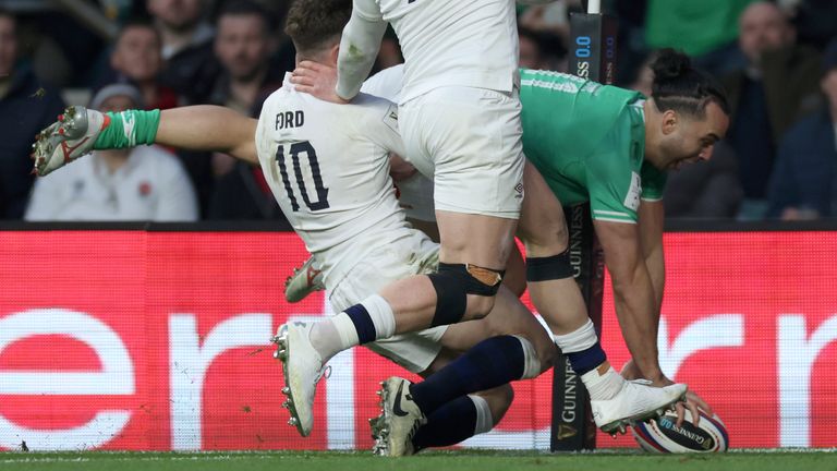 James Lowe scored Ireland's first try early in the second half 