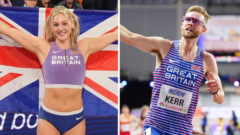 Pole vaulter Molly Caudery won gold at the World Indoor Athletics Championships in Glasgow, while Josh Kerr triumphed in the 3,000m