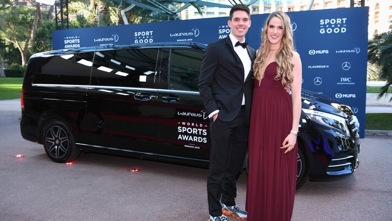 Missy Franklin with her husband Hayes Johnson at the Laureus World Sports Awards in 2019