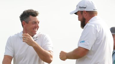 Rory McIlroy and Shane Lowry celebrate victory at the Zurich Classic