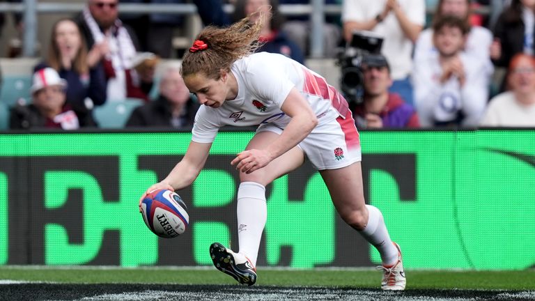 England wing Abby Dow got over for the first try of the Test, and finished with a hat-trick 