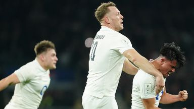 Marcus Smith (right) kicked the winning drop goal during England's Six Nations victory over Ireland
