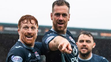 Ross County's Jordan White (centre) celebrates with Simon Murray (left) after doubling their lead on the day