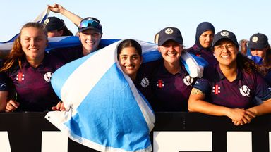 Scotland celebrate qualification for the Women's T20 World Cup in Bangladesh this October
