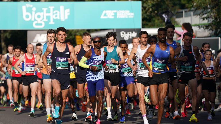 Phil Sesemann competing against Sir Mo Farah at the 2023 edition of the Big Half in London