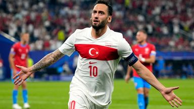 Turkey captain Hakan Calhanoglu scored a fine opener as they sealed a first knock-out game since 2008