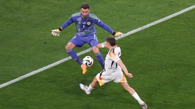 Florin Wirtz's early shot against Angus Gunn - the Germany forward was later flagged offside