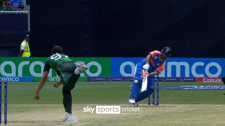 India's Rishabh Pant played a remarkable shot as he hit a boundary off Pakistan's Haris Rauf