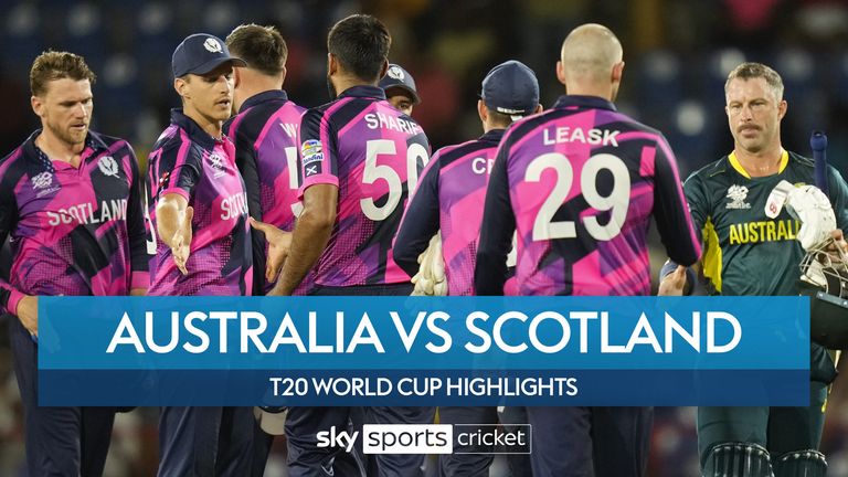 Highlights from St Lucia as Australia beat Scotland by five wickets to eliminate their opponents from the T20 World Cup and ensure England's progression.