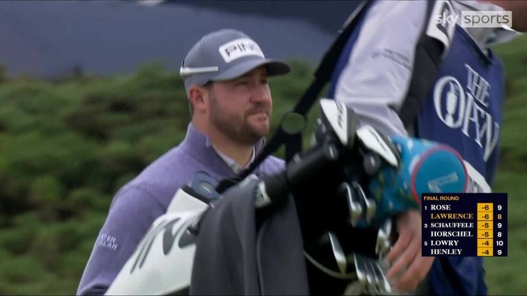 Thriston Lawrence made an impressive birdie on the ninth hole at Royal Troon to take the outright lead in the Open Championship