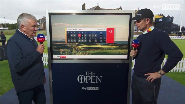 Justin Rose posted a two-over-par 73 in brutal conditions at Royal Troon during the third round of The Open to stay in contention at three-under for the tournament