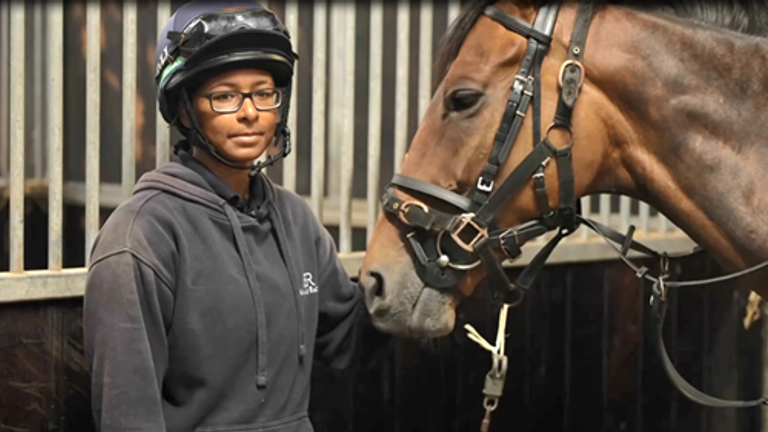 Aswat started riding ponies at the age of five and is a student at the Riding A Dream Academy, which was set up to support young people from ethnic backgrounds into British horse racing