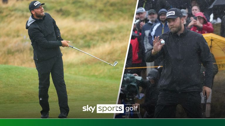 Daniel Brown birdied the 16th hole at Royal Troon to take the outright lead at The Open in round three