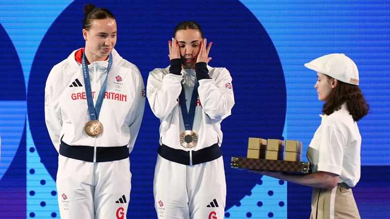 Yasmin Harper and Scarlett Mew Jensen secured bronze in the women's 3m synchronised diving event, just hours into the first official day of the 2024 Olympics.