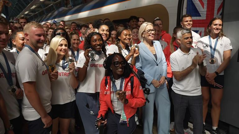 Mayor of London Sadiq Khan was among those welcoming Team GB home from Paris