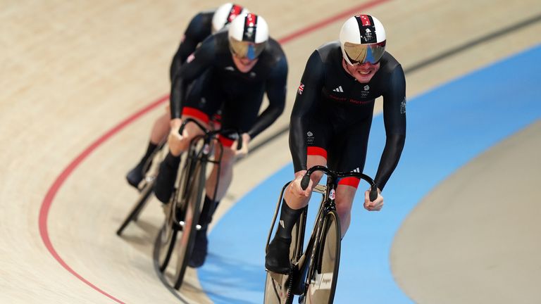 Britain's Ed Lowe, Hamish Turnbull and Jack Carlin were forced to settle for silver in the men's team sprint at the National Velodrome
