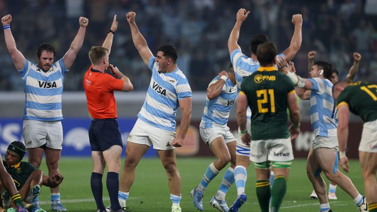 Argentina celebrated a famous victory over South Africa on Saturday