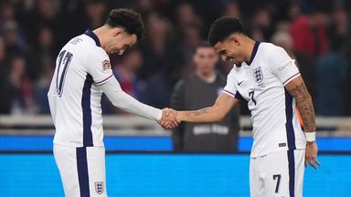 Curtis Jones (left) scored on his England debut in Greece