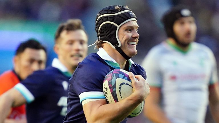 Darcy Graham notched one of Scotland's nine tries against Scotland as he registered a record-equalling 29th score for his country